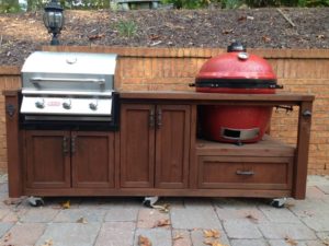 dual-grill-table-kamado-joe-gas-grill-rustic-woodworx